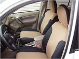 NEO SUPREME - Tan and Black Neoprene CUSTOM Seatcovers - Toyota Tacoma (1997-2004 ) - Front Low Back Buckets w/ Adjustable Headrests (1 Pair - Fits 1997, 1998, 1999, 2000, 2001, 2002, 2003, 2004 models)