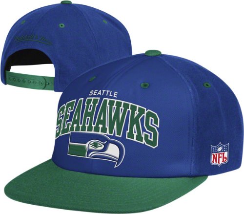 Mitchell & Ness Seattle Seahawks Flat Brim Snap Back Hat Adjustable