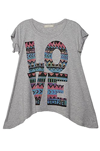Big Girls Kids Colors Love Graphic Tee T Shirt Top USA