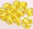 Translucent 16mm d6 Yellow/white Pipped Dice