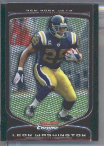 2009 Bowman Chrome Football Card #40 Leon Washington New York Jets Mint Condition - Shipped In Protective Screwdown Display Case!