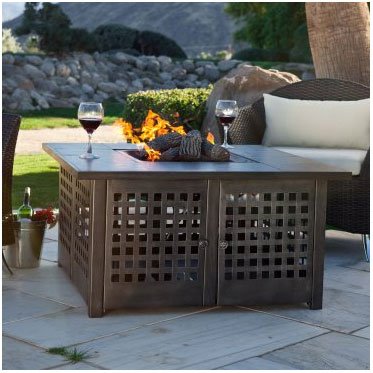 Uniflame Outdoor Square LP Gas Fireplace with Tile Mantel