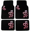 Pink Hearts Front & Rear Carpet Car Truck SUV Floor Mats