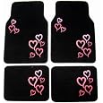 Pink Hearts Front & Rear Carpet Car Truck SUV Floor Mats