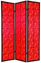 Asian Décor - 6ft. Feng Shui Red Sateen Fabric Screen Room Divider w/ Chinese Calligraphy