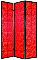 Asian D&eacute;cor - 6ft. Feng Shui Red Sateen Fabric Screen Room Divider w/ Chinese Calligraphy