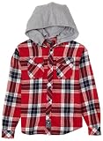 Company 81 Boys 8-20 Plaid Flannel Jacket With Snap Out Jersey Hood