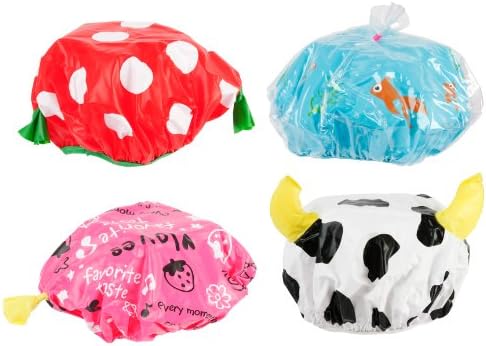 Present Time Silly Funny Shower Cap, Assorted Styles, Red/Black/White/Yellow/Blue/Pink