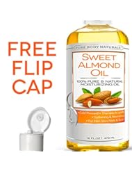 Health and Beauty: Sweet Almond Oil 16 oz. Premium, Grade A, Cold Pressed - for Face, Improves Complexion, Reduces Dark Circles, Delays Signs of Aging, Removes Impurities - for Skin, Hydrates, Fights Psoriasis & Eczema - Pure Body Naturals