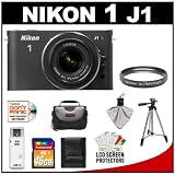 Nikon 1 J1 10.1 MP Digital Camera Body with 10-30mm VR Lens (Black) with 16GB Card + Case + UV Filter + Tripod + Accessory Kit