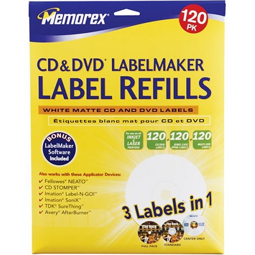 Memorex CD Labels Refills (120-Pack, White)