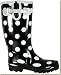 Women's Black with White Polka Dots Waterproof Rubber Rain and Garden Boots