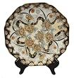 Decorative Chinese hand painted porcelain plate, scalloped edge with gold filigree work- Flowers and ribbon