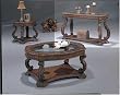 Anitqued Finish Glass Enlay Top Sofa Table By Coaster Furniture
