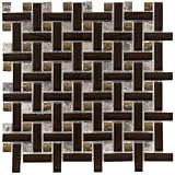 Sierra Basketweave Mink 11 x 11 Inch Glass and Stone Mosaic Wall Tile (10 Pcs/8 Sq. Ft. Per Case,  Standard Shipping)