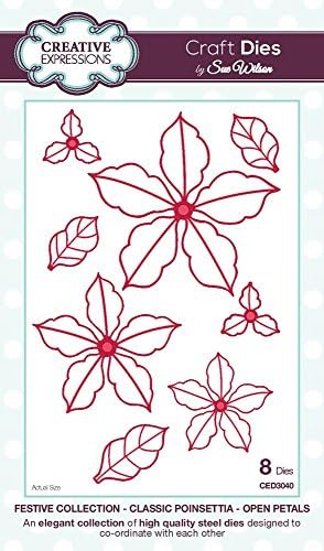 Sue Wilson Designs Dies - Festive Collection Classic Poinsettia Open Petals die