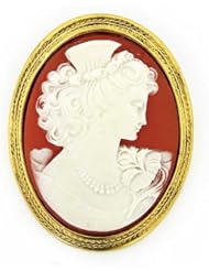 Elizabethan Gold Carnelian Lady Cameo Gold Plated