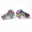 Silver Metal Popcorn Crystal Stud Earrings Fashion Jewelry