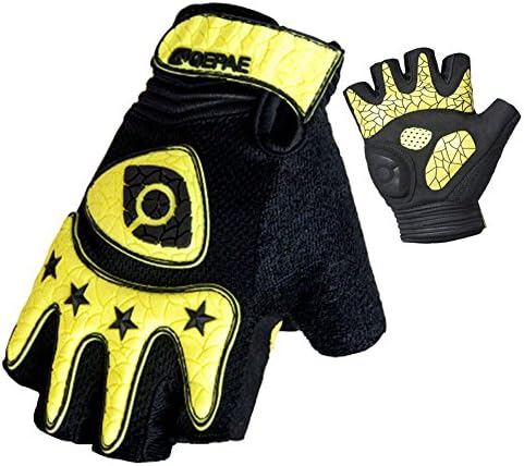 Grazing® Ultra-breathable and Anti-slip Half Finger Silicone Bike Bicycle Gloves (052 Yellow, L)