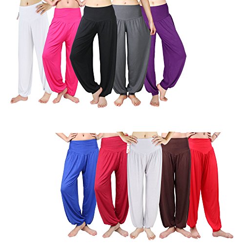 Hoter Womens Soft Elastic Waistband Fitness Yoga Herem Pants