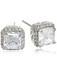 Sterling Silver 6mm Asher Cut Cubic Zirconia Stud Post Earrings