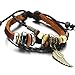 COOLSTEELANDBEYOND Angel Wing Multi-strand Brown Leather Bracelet for Men Women Tribal Leather Wristband Wrap Bracelet