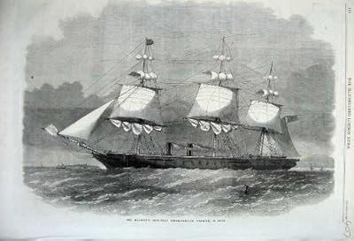  1861 の女王の鉄の覆われた蒸気のフリゲート艦の戦士 40 の攻撃