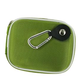 rooCASE (Med Nylon Green) Hard Shell Carrying Case with Memory Foam for Pentax Optio WG-1 GPS Digital Camera