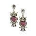 Bleek2Sheek Medium Antiqued Turquoise Crystal Wise Owl Dangle Earrings