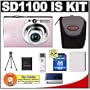 Canon PowerShot SD1100 IS Digital Camera (Pink) with 4GB SD Memory Card + Spare NB-4L Battery + Case + Cameta Bonus Accessory Kit