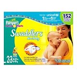 Pampers Swaddlers, Size 2-3 (14-22 Lbs), Economy Plus Pack, 152 Swaddlers