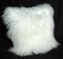 17-inch Mongolian Wool Throw Pillow with Feather and Down Fill - White