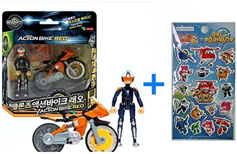 KoreaTV Animation BIKLONZ action bike LEO, Action Figure + Super Wings sticker(2 Piece)