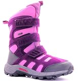 Merrell Girls Moab Polar Wineberry Pink Floral Waterproof Suede Velcro Snow Boots