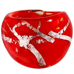 Handmade Red Silver Graffiti Glass Ring