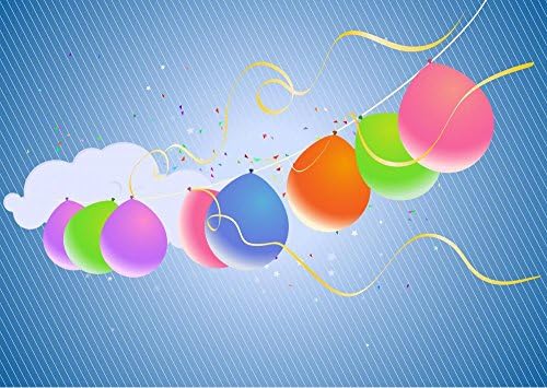 Colorful Party Balloons and Confetti Wall Decal - 24 Inches W x 17 Inches H - Peel and Stick Removable Graphic