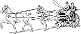 2.75 inch x 2 inch Acrylic Keyring Line Drawing Tandem Horse Carriage