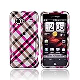 For HTC Droid Incredible Hard Case PLAID PINK BROWN