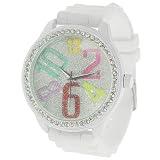 GP 3247 Designs Women's Rhinestone-accented Silicone Strap Watch