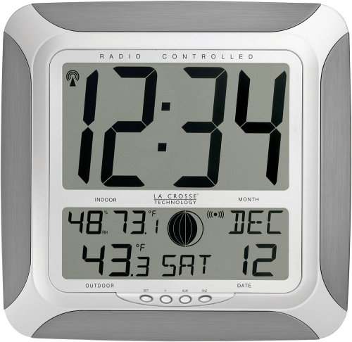 La Crosse Technology WS-8248U-Al Atomic Digital Wall Clock with Moon Phase