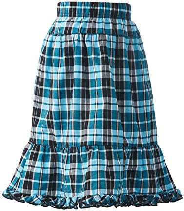 mobo Big Girls Plaid Skirt 10 Aqua, Black, and White