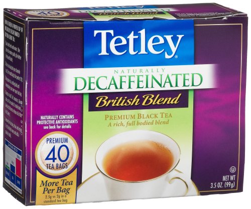 Tetley British Blend Naturally Decaffeinated Premium Black Tea, 40-Count Tea Bags 