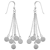 Playful Sterling Silver 5 Disk Drops On Chain Earrings