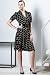 Petite Bold Spot Knee Length Dress with Belt