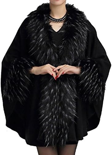 LIMATRY Women Fashion imitation fox fur cape cardigan shawl