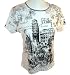 Cactus Fashion, Short Sleeve Scoop Neck Top Accented with Rhinestone Accents on a White Colored Body - Italy