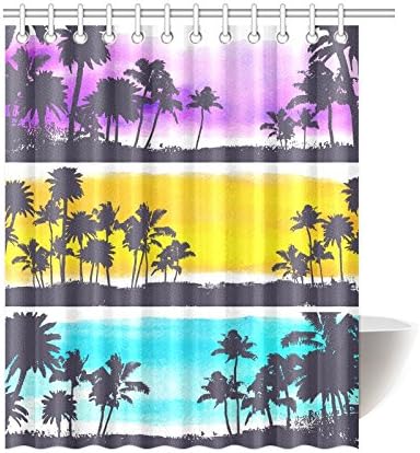 POEENG Custom Palm Trees Art Waterproof Polyester Shower Curtain 66"x72"