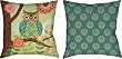 Owl Reversible Indoor/Outdoor Weather Resistant Fabric Pillows (Set of two 18 inch)