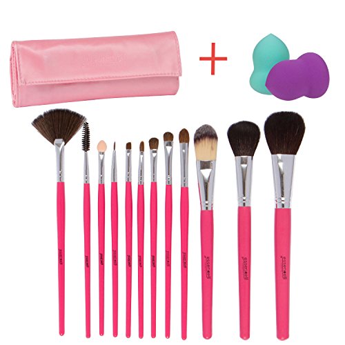 Essencell 12 pieces makeup brush set, hot pink with mak…
