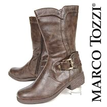 MARCO TOZZI Damen Winter Stiefel, Bikerlook, mokka braun antic